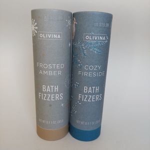 Olivina Bath Fizzers Bombs Tub Frosted Amber Cozy Fireside, 6 per Tube, 2 Scents